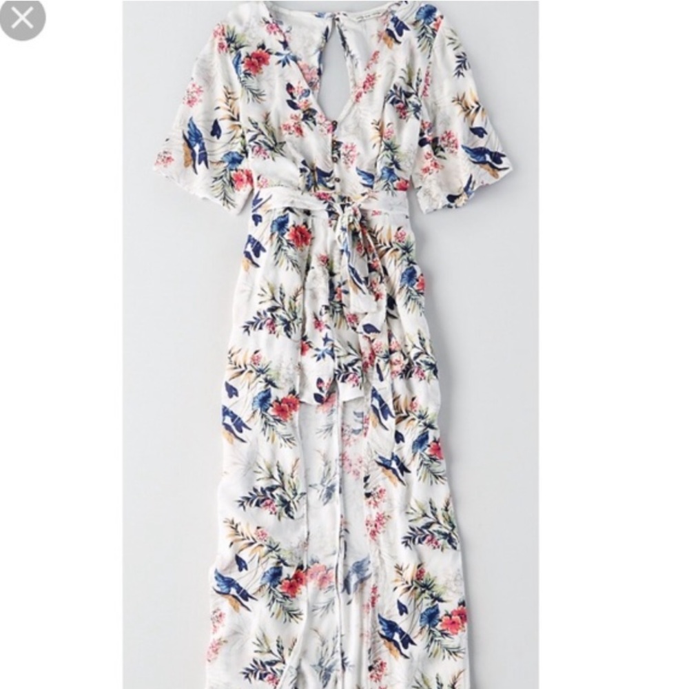 White floral maxi romper